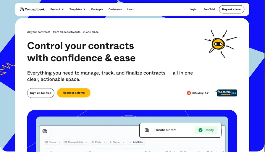 Contractbook main web page screenshot