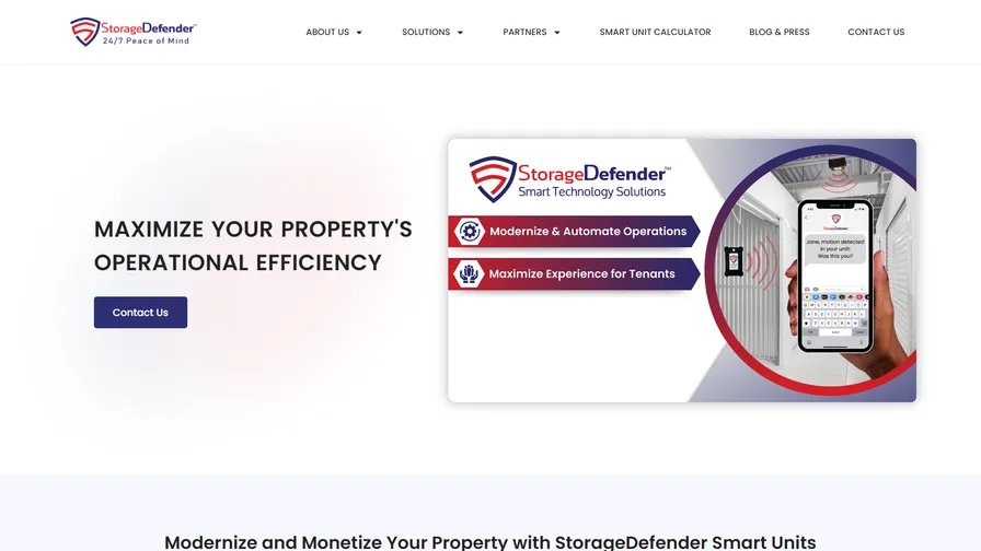 StorageDefender main web page screenshot