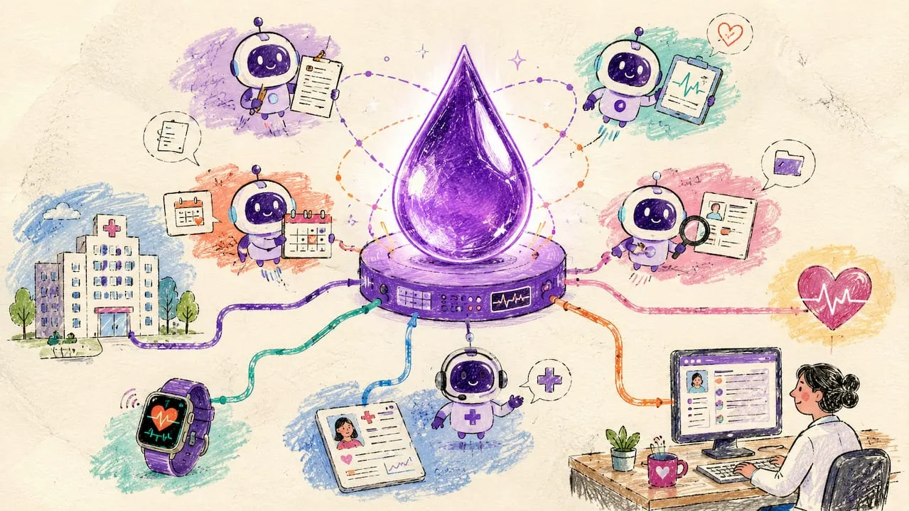AI healthcare system connecting patient data to personalized care