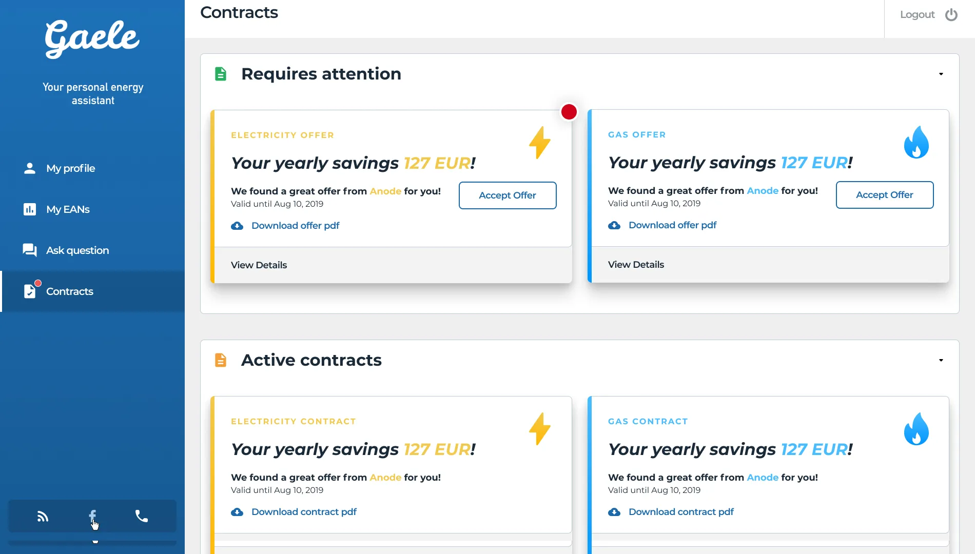 Screenshot of the Gaele project